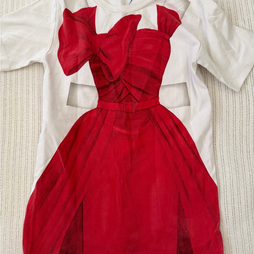 Aeffe spa made in Italy Red Bow Dress Graphic mini dress